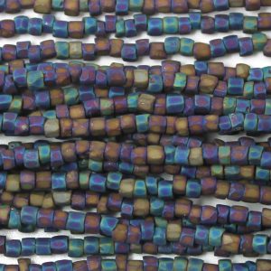 9/0 Czech Three Cut Seed Bead, Frosted Multi Iris