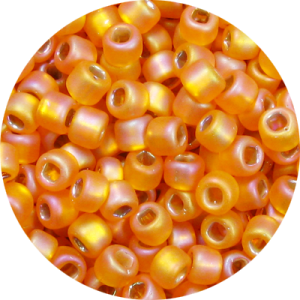 11/0 Frosted Silver Lined Light Hyacinth, Orange AB Japanese Seed Bead F637