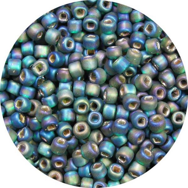 11/0 Frosted Silver Lined Bottle Green AB F647 Japanese Seed bead