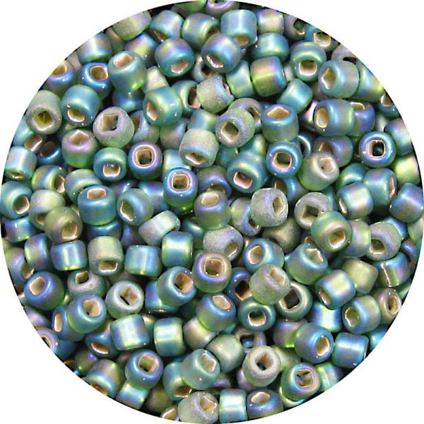 11/0 Frosted Silver Lined Olivine AB F650 Japanese Seed Bead