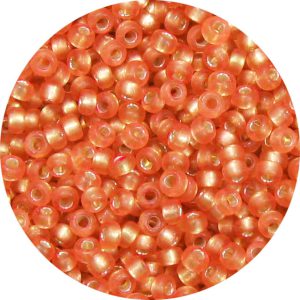 11/0 Frosted Silver Lined Peach *Dyed Japanese Seed Bead F5B
