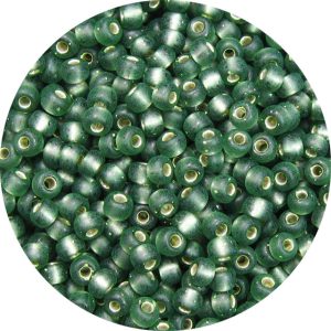 11/0 Frosted Silver Lined Prairie Green *Dyed Japanese Seed Bead F23G