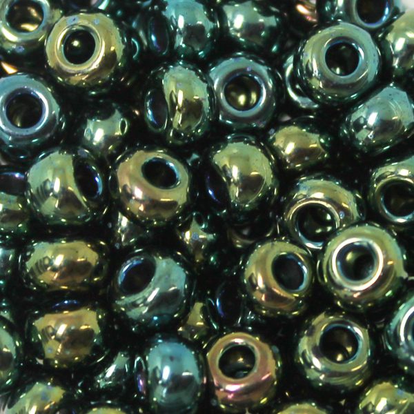 2/0 Czech Seed Bead Green Iris