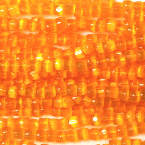 9/0 Czech Three Cut Seed Bead, Orange Satin