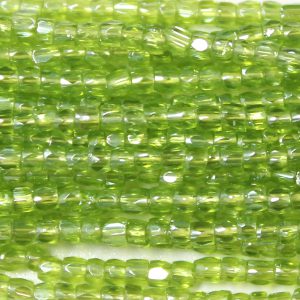 9/0 Czech Three Cut Seed Bead, Transparent Olivine Luster