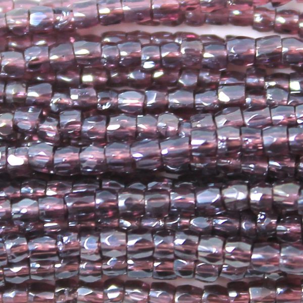 9/0 Czech Three Cut Seed Bead, Transparent Amethyst Luster