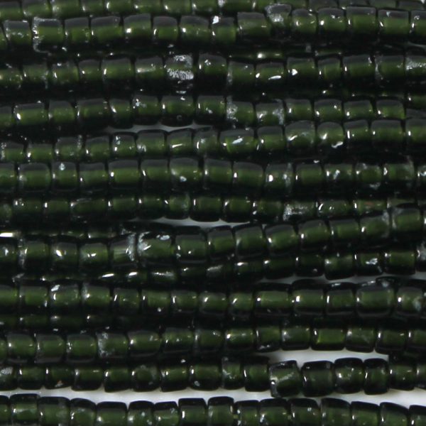 9/0 Czech Three Cut Seed Bead, Transparent Dark Olivine