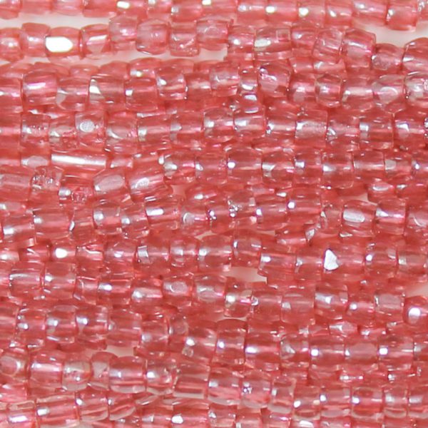 9/0 Czech Three Cut Seed Bead, Transparent Rose Luster Tint