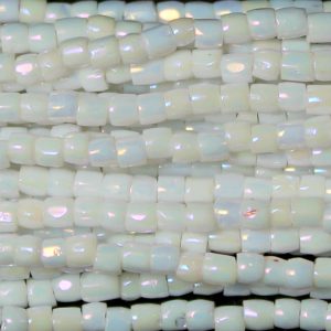 9/0 Czech Three Cut Seed Bead, Opaque White AB