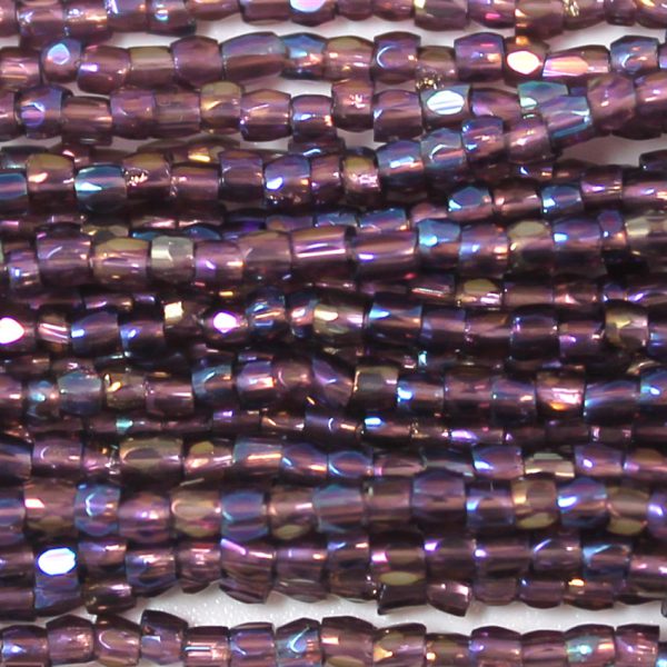 9/0 Czech Three Cut Seed Bead, Transparent Amethyst AB