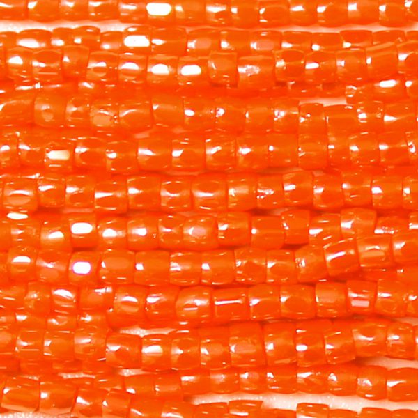 9/0 Czech Three Cut Seed Bead, Opaque Dark Oange Luster