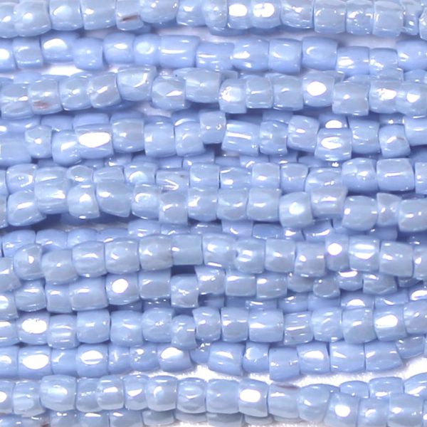 9/0 Czech Three Cut Seed Bead, Opaque Power Blue Luster