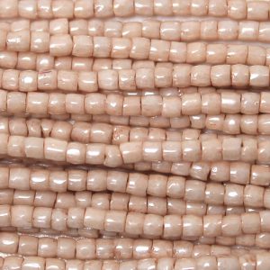 9/0 Czech Three Cut Seed Bead, Opaque Tan Luster Tint