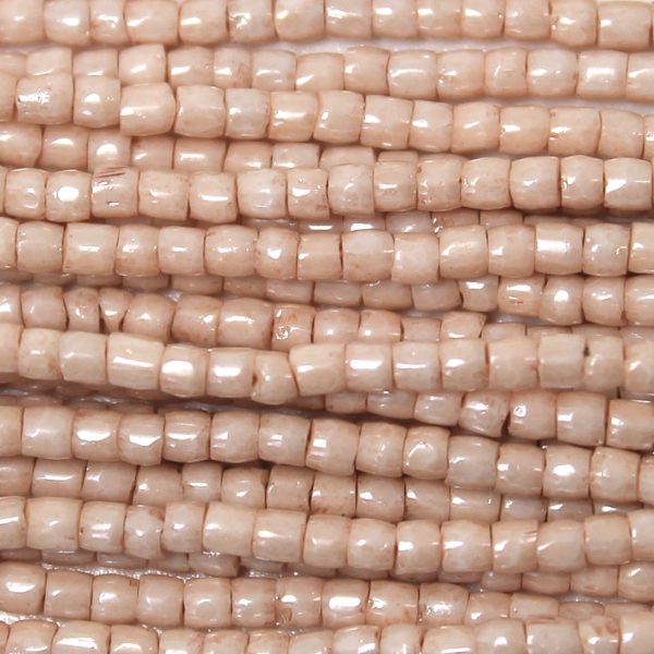 9/0 Czech Three Cut Seed Bead, Opaque Tan Luster Tint