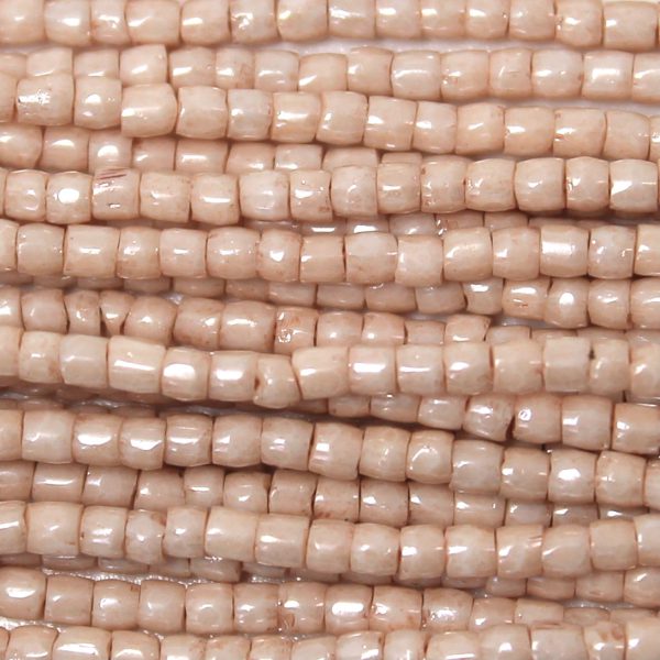 9/0 Czech Three Cut Seed Bead, Opaque Tan Luster Tint