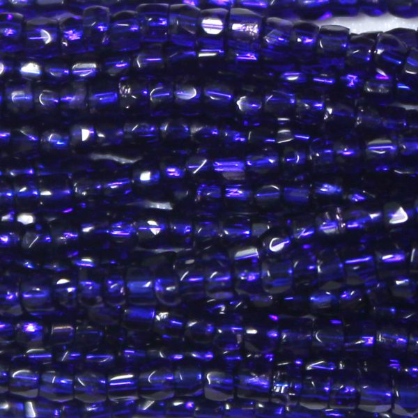 Vintage 9/0 Czech Three Cut Seed Bead, Silver Lined Cobalt Blue