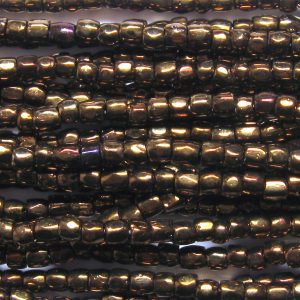 9/0 Czech Three Cut Seed Bead, Metallic Dark Copper