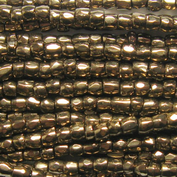 9/0 Czech Three Cut Seed Bead, Metallic Bronze