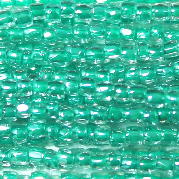 9/0 Czech Three Cut Seed Bead, Aqua Green Lined Crystal