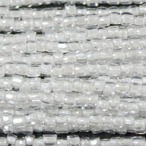 9/0 Czech Three Cut Seed Bead, White Lined Crystal