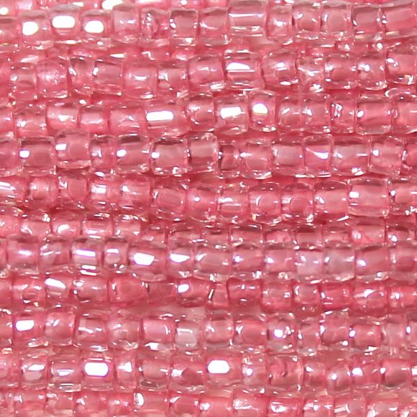9/0 Czech Three Cut Seed Bead, Dusty Rose Lined Crystal