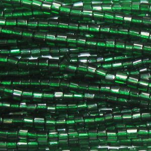 11/0 Czech Two Cut Seed Bead Silver Lined Bottle Green