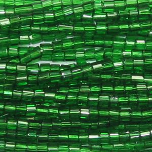 11/0 Czech Two Cut Seed Bead Transparent Kelly Green