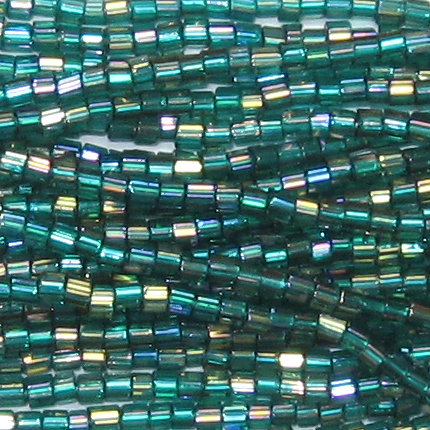 11/0 Czech Two Cut Seed Bead Transparent Emerald AB
