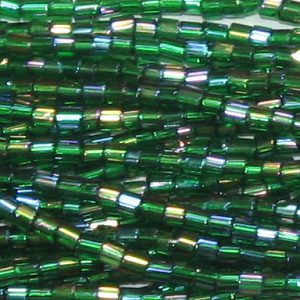 11/0 Czech Two Cut Seed Bead Transparent Kelly Green AB