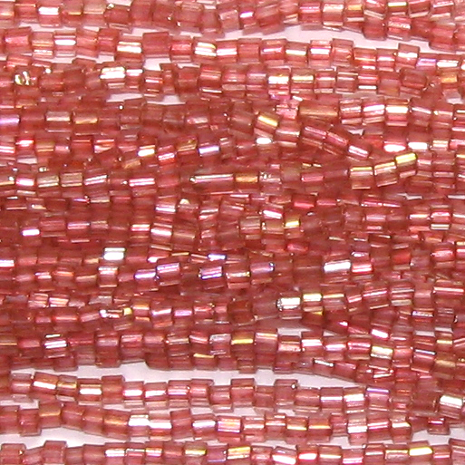 11/0 Czech Two Cut Seed Bead Transparent Rose AB Tint