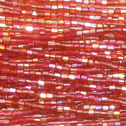11/0 Czech Two Cut Seed Bead Red Lined Topaz AB
