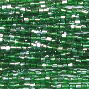 11/0 Czech Two Cut Seed Bead Transparent Kelly Green Luster