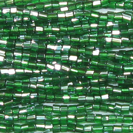 11/0 Czech Two Cut Seed Bead Transparent Kelly Green Luster