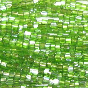 11/0 Czech Two Cut Seed Bead Transparent Olivine Luster