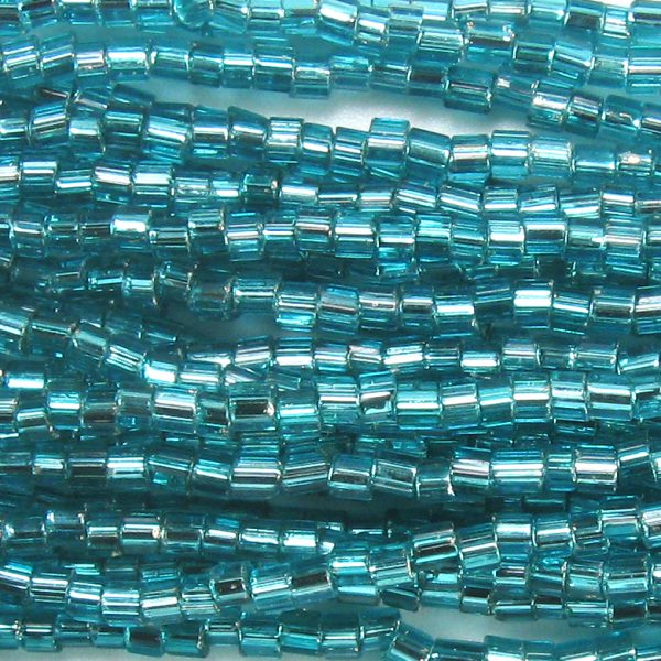 11/0 Czech Two Cut Seed Bead Silver Lined Aqua Green