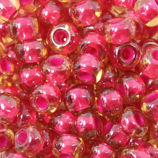 2/0 Czech Seed Bead Pink Lined Topaz