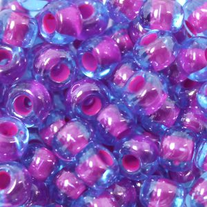 2/0 Czech Seed Bead Purple Lined Aqua Blue