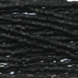 11/0 Czech Two Cut Seed Bead Frosted Opaque Black