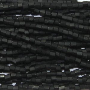 11/0 Czech Two Cut Seed Bead Frosted Opaque Black