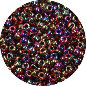 15/0 Japanese Seed Bead 2 Tone Lined, Ruby/Black AB 367