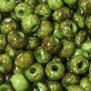 2/0 Czech Seed Bead Opaque Lime Green Picasso