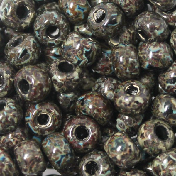 2/0 Czech Seed Bead Opaque Black Picasso