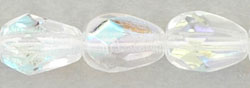 7x5mm Czech Faceted Fire Polish Tear Drop Beads - Crystal AB