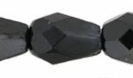 7x5mm Czech Faceted Fire Polish Tear Drop Beads - Black