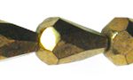 7x5mm Czech Faceted Fire Polish Tear Drop Beads - Metallic Bronze