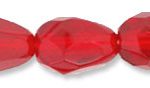 7x5mm Czech Faceted Fire Polish Tear Drop Beads - Ruby