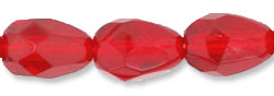 7x5mm Czech Faceted Fire Polish Tear Drop Beads - Ruby