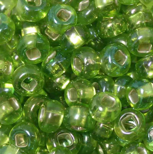 2/0 Czech Seed Bead Silver Lined Light Olivine AB