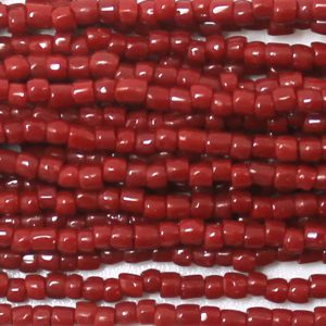 12/0 Czech Three Cut Seed Bead, Opaque Dark Red
