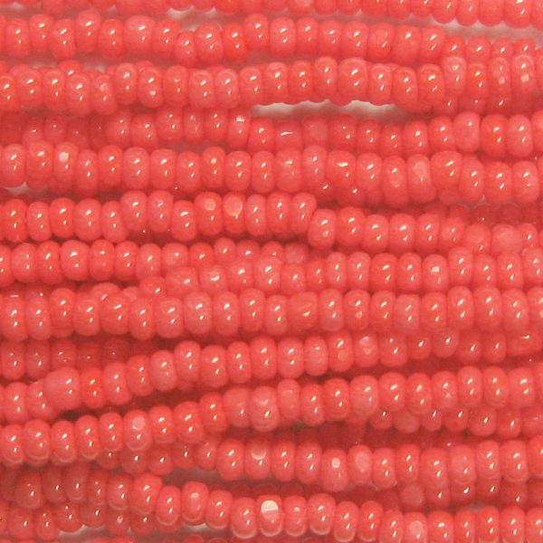 13/0 Czech Charlotte Cut Seed Bead, Opaque Coral